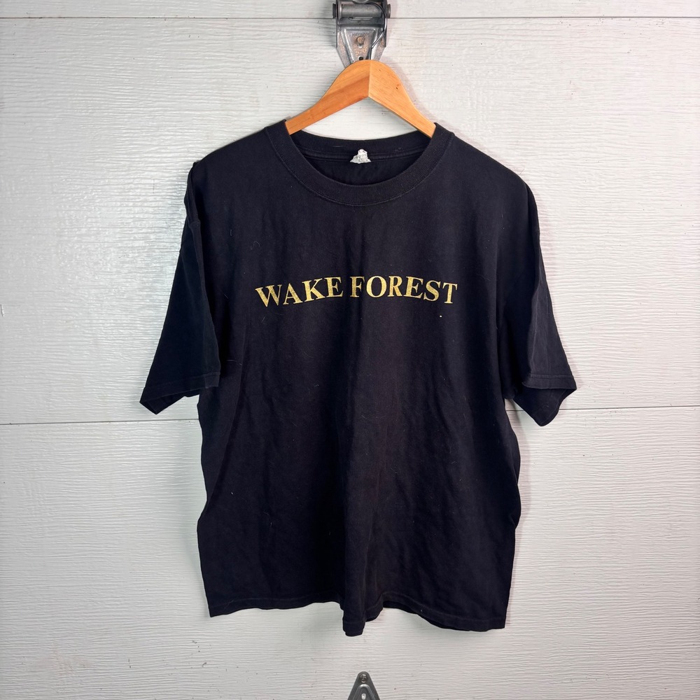 Vintage Wake Forest Demon Deacons Anvil Black Gold College T Shirt XL